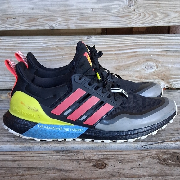 adidas Men's Black with Coral & Yellow UltraBoost All Terrain Athletic Shoes - Picture 5 of 15